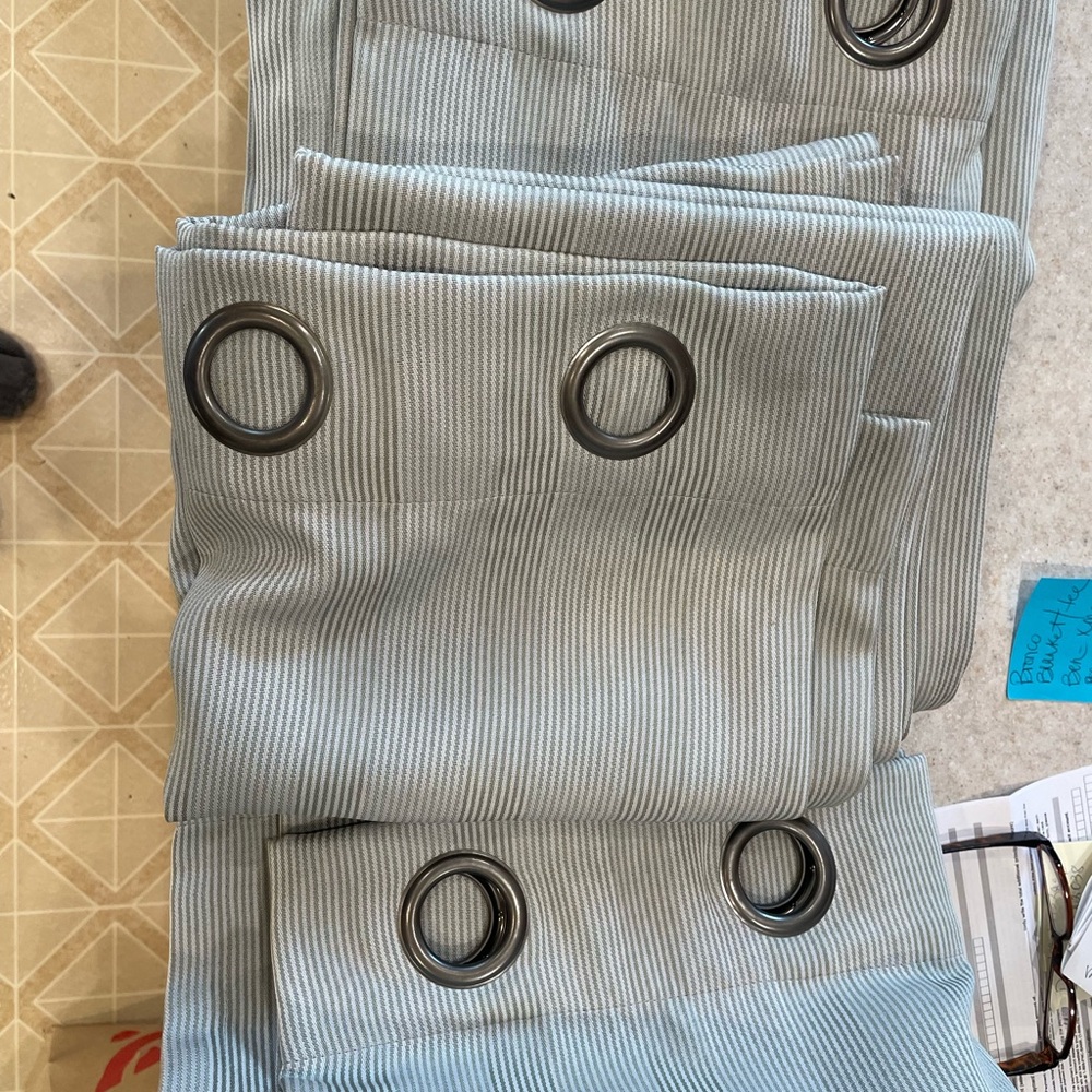 Striped Gray Grommet Curtains